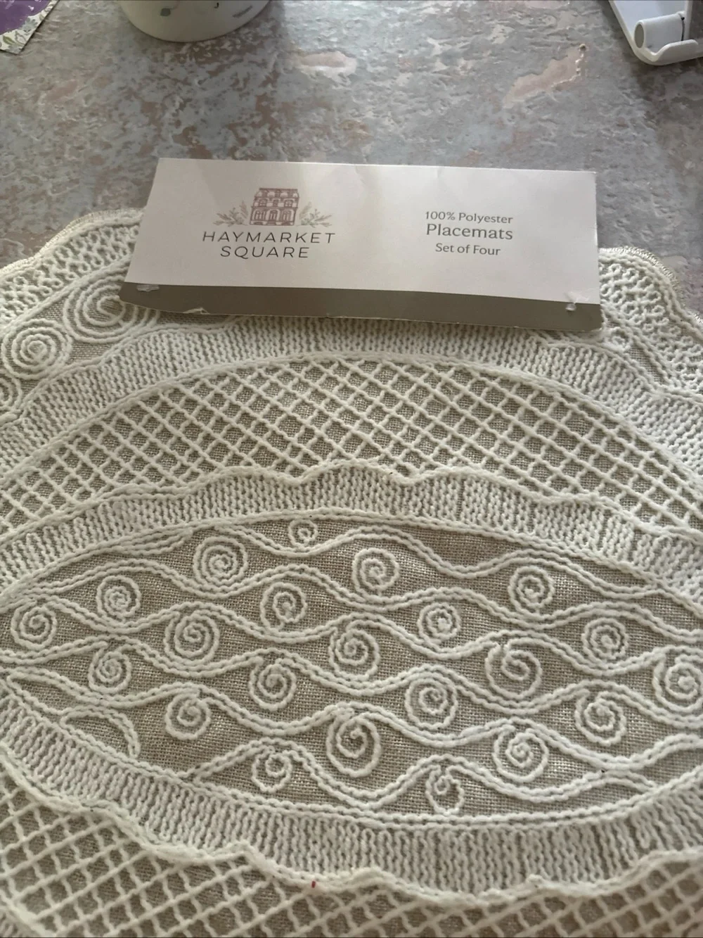 Haymarket Square Set Of 4 Pumpkin Shaped Embroidered placemats Ivory Fall